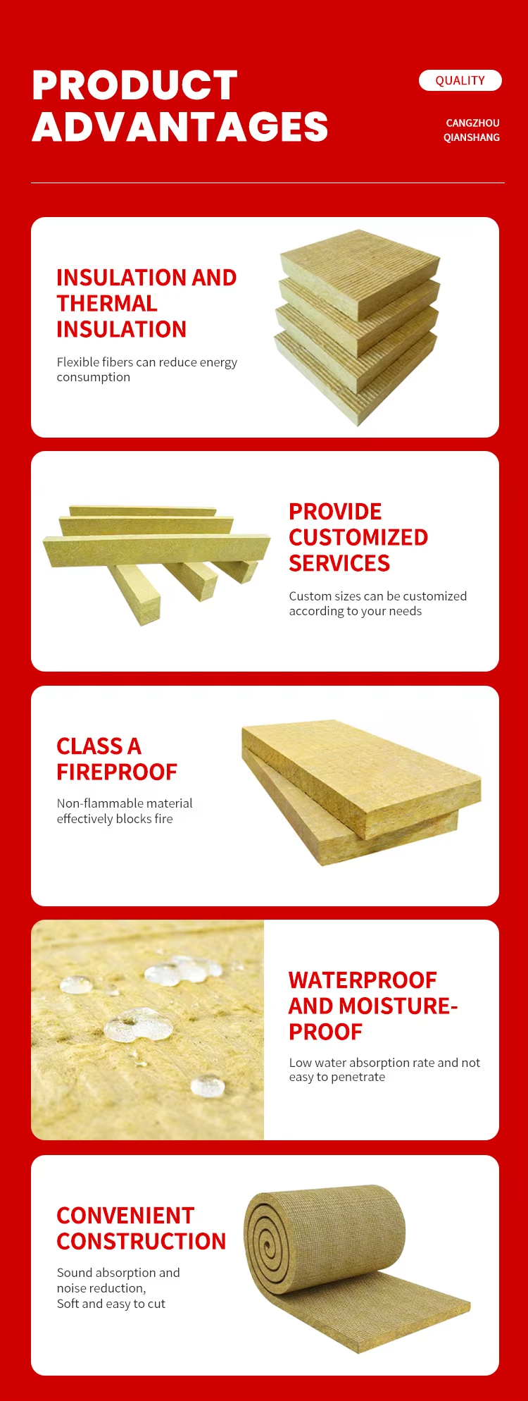 Rock Wool Insulation Board – Class A1 Non-Combustible Thermal and Acoustic Insulation for Building and Industry