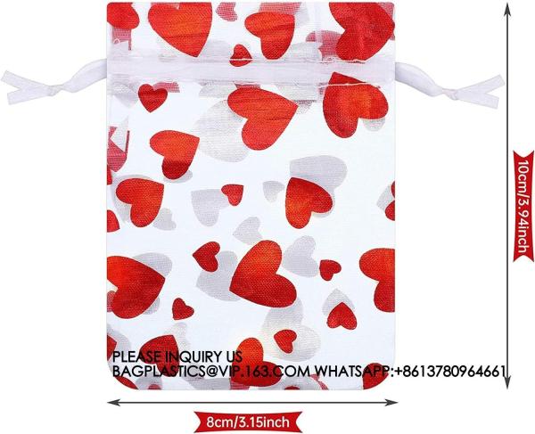 Organza Jewelry Pouches, Pouch Drawstring Bags For Jewelry Packaging Valentine'S Day Wedding Festival Party Supply
