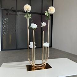 Alto corredor de flores de casamento decorativo porta-flores de metal de ouro