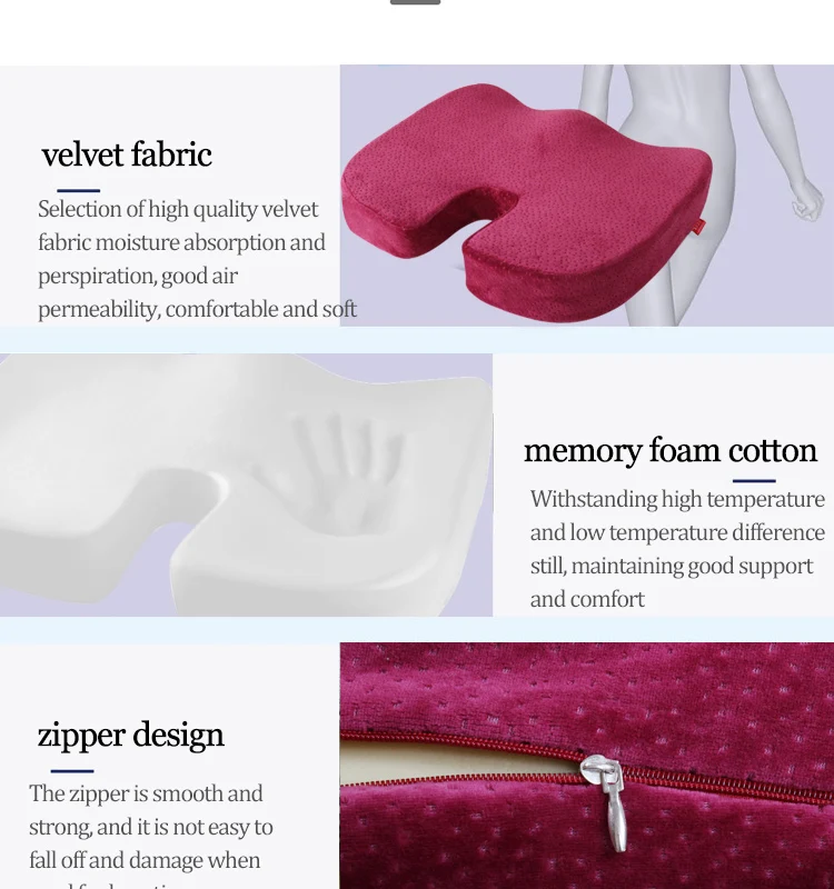 Customized Color Coccyx Orthopedic Memory Foam Car Office Chair Seat Cushion for Comfort