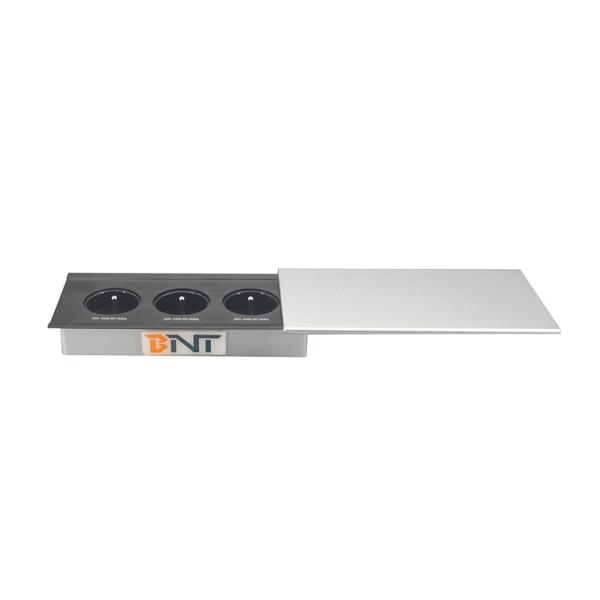 Brush aluminum alloy panel conference table flush mounted socket outlet with sliding cover