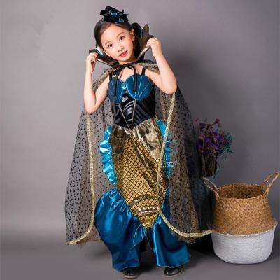 Little Mermaid Tail Costume Sleeveless Shell Top Patchwork Fishtail Mesh Hem Skirt Outfit