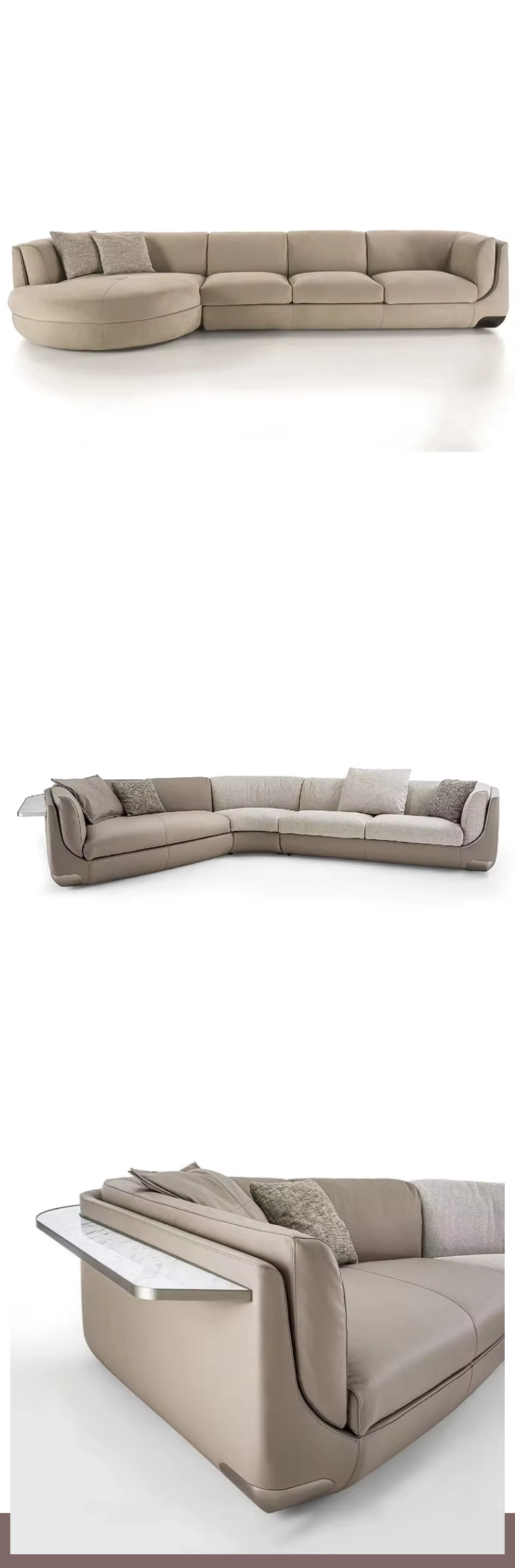 Italian Luxury Leather Sectional Sofa Couch High-End Manufacturers' Modular L-Shape Tufted Features Hotels Villas Living Room