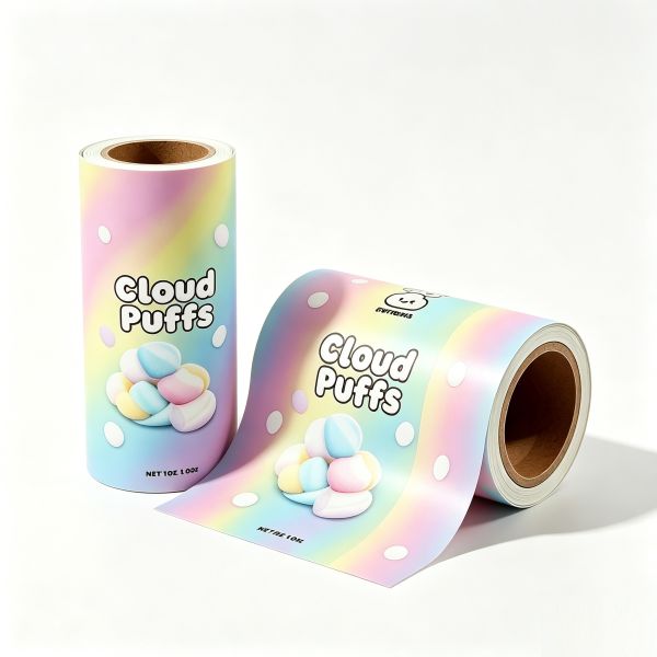 Custom Printed HFFS High Barrier Rollstock Film | Food Grade Flexible Packaging Film for Marshmallow, Candy & Confectionery HFFS Automatic Packing