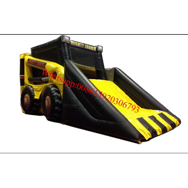Mini yellow and black loader inflatable bouncer slide combo