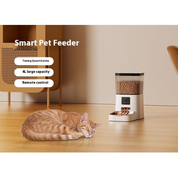 APP/Video Eco-Friendly Intelligent Pet Feeding Machine 4L Capacity Automatic Square IPX5 Waterproof Time Setting Cat/Dog Bowl