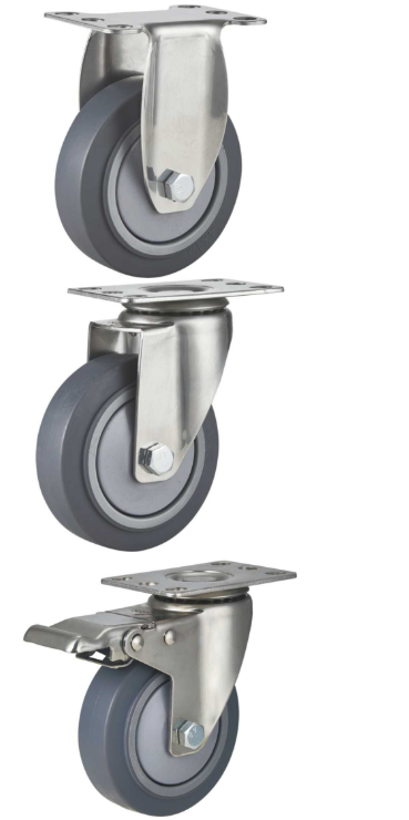 Medium Duty Grey PU Swivel Caster Wheel 3 4 5 Inch Top Plate Industrial Cart Wheel for Warehouse Equipment
