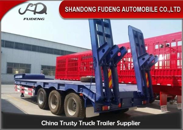 70Tons Low Bed Semi-Trailer Transport Excavator With Mechanical Ramps For Sale