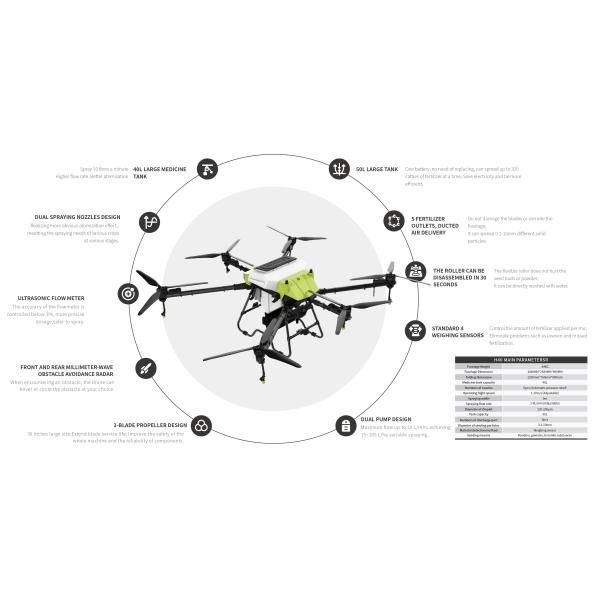 H40 Drone for Agricultural Spraying 40L Tank
