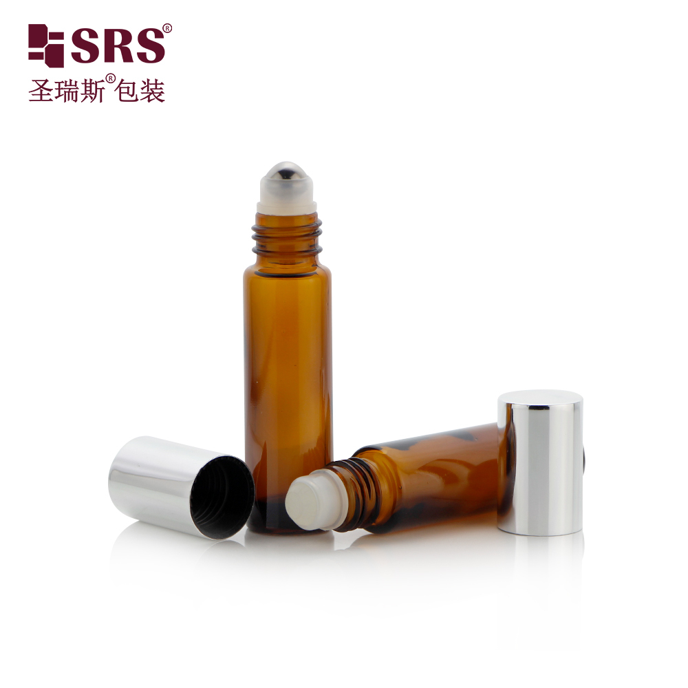 10ml Glass Roller Bottle Amber/ Clear Glass Roll On Bottle Designed with Leak Proof Steel Roller Ball for Essential Oil and Fragrance