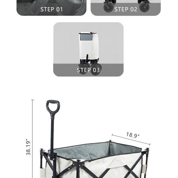 150kg Capacity Collapsible Folding Camping Wagon 87x48x75cm