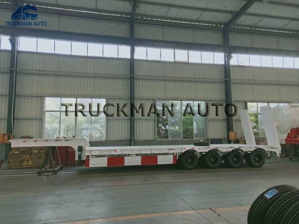 4 Axles Lowboy Semi Trailer Q345 High Tensile Steel  70-80 Tons Capacity