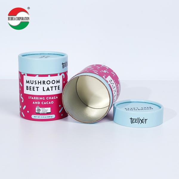 Design personnalisé Contenant de thé de qualité alimentaire Emballage Matériau recyclable Bonbons de luxe Boîtes cadeau rondes en papier kraft Cylindre à tube à sceau en aluminium