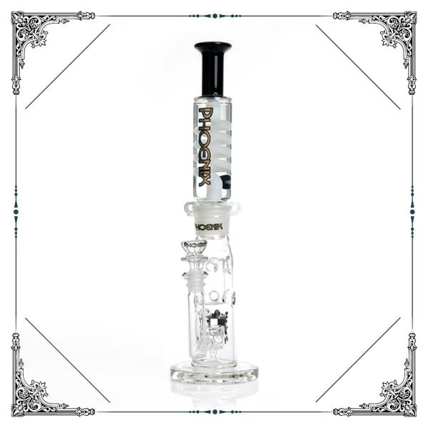 Straight Tube Glass Water Pipe Bong With Honeycomb Jet Perc 18.8 Mm Joint