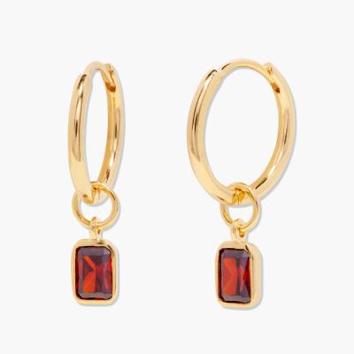 5mm 2.5inches Copper Earrings Mackenzie Birthstone Hoops Rhodium Plated