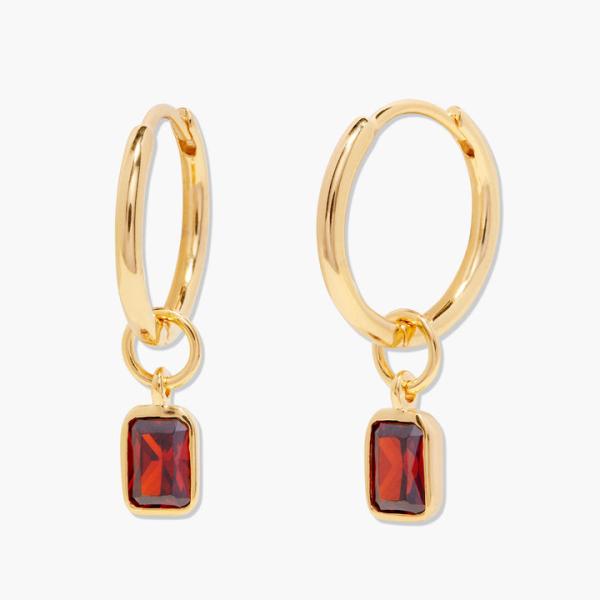5mm 2.5inches Copper Earrings Mackenzie Birthstone Hoops Rhodium Plated