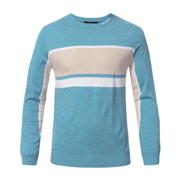 Color Block Mens Warm Winter Sweaters , Men's Cotton Pullover Sweaters