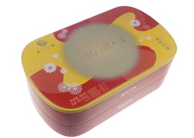 Boîte formée par rectangle de bidon de nourriture, boîte de bidon de Mooncake de double couche avec le plateau en plastique
