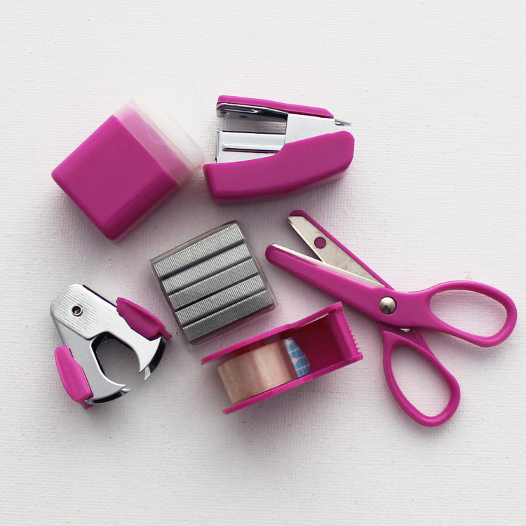 Wholesale High Quality Cute Color Correction Tape Stapler Sharpener Stationery Set for Students
