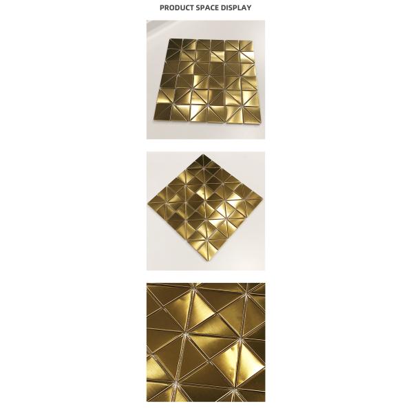 Декоративные панели для стены Линия волос Окончание PVD Золотая мозаичная плитка из нержавеющей стали