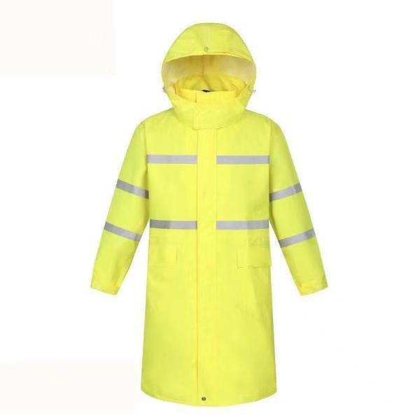 Safety High Visibility Raincoat One Piece PU Coating Reflective Rain Wear