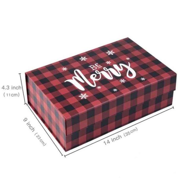 Boîte à cadeaux de Noël Impression Rigid Folding Paper Emballage Magnéte Fermeture Couvercle Carton Boîte à cadeaux magnétique pliable avec logo