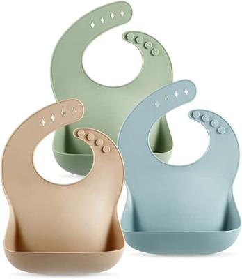 Bavoir mou imperméable BPA réglable d'ensemble de vaisselle de silicone libre