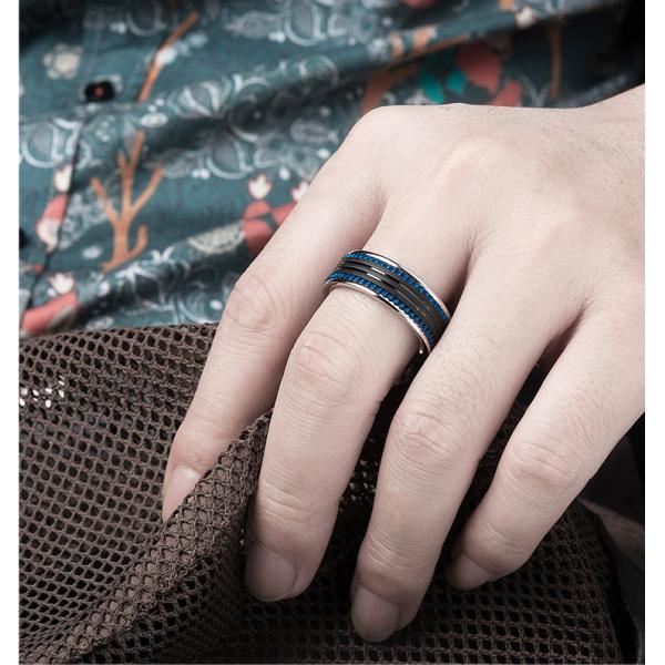Anillos de hombre de acero inoxidable con chapa negra y azul 6 mm 7 mm 8 mm 9 mm ancho del anillo