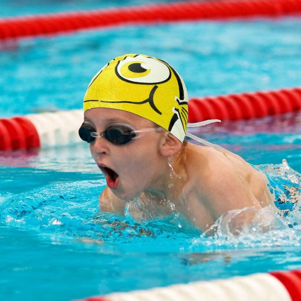 Reversible Children's Swimming Caps Eco Friendly Customizable Fish Swimming Hat