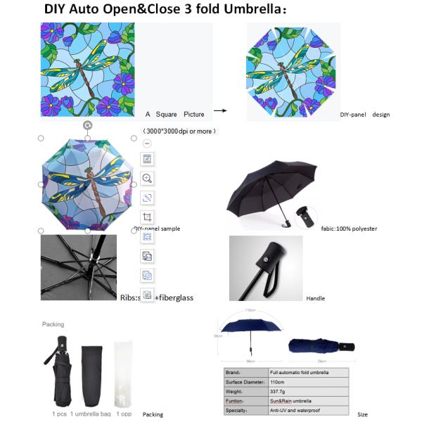 Stormproof Automatic Foldable Ladies Anti UV Sun Umbrella Three-Folding Performance