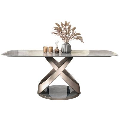 Grupo branco da sala de jantar de Grey Marble Stone Dining Table e do PC 6 das cadeiras 4