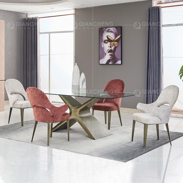 78inch Tempered Glass Dining Room Table Carbon Steel 8 Seater Dining Table