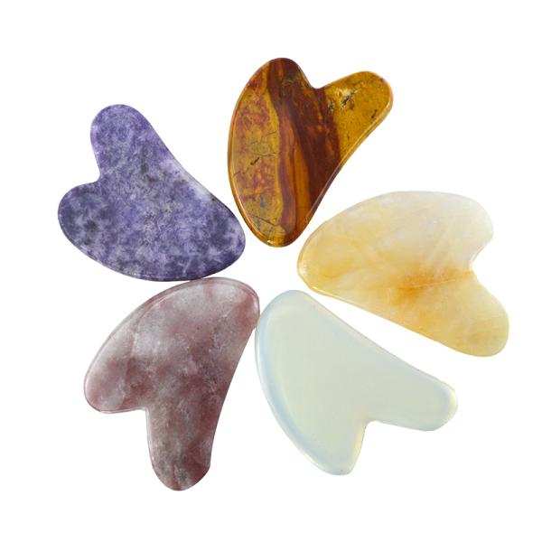 Natural Heart Shape Yellow Citrine Gua Sha Scraping Board for Facial and Body Massage Instrument