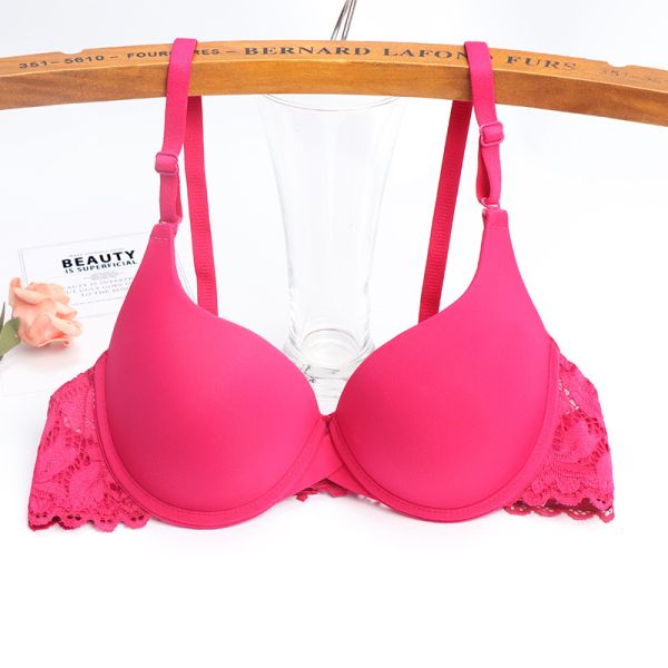 Women's Underwire Push-Up Bra Adjustable Straps Breathable Knitted Everyday Style with Lace Decoration Bra for Women
