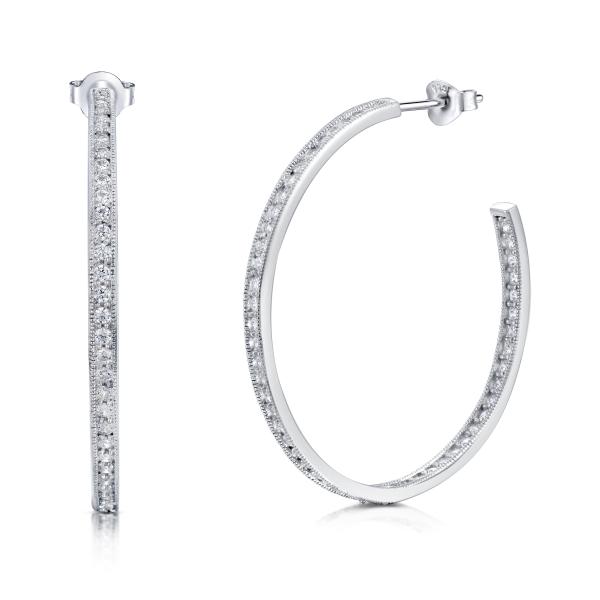 Обручи Netflix 925 серебряных серег обруча золота 40mm Роза серег CZ для женщин