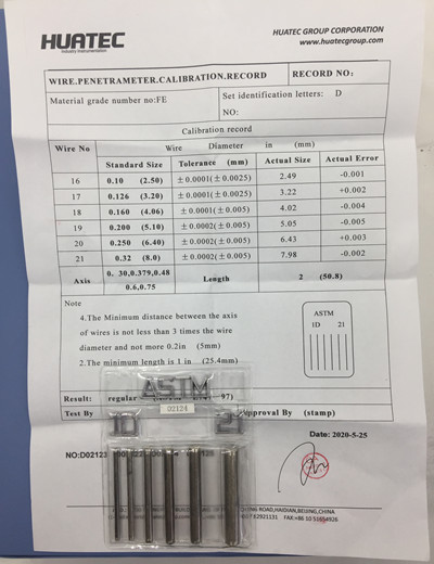 Индикатор качества изображения IQI Вид проволоки Penetrameters Аксессуары для рентгеновского детектора дефектов