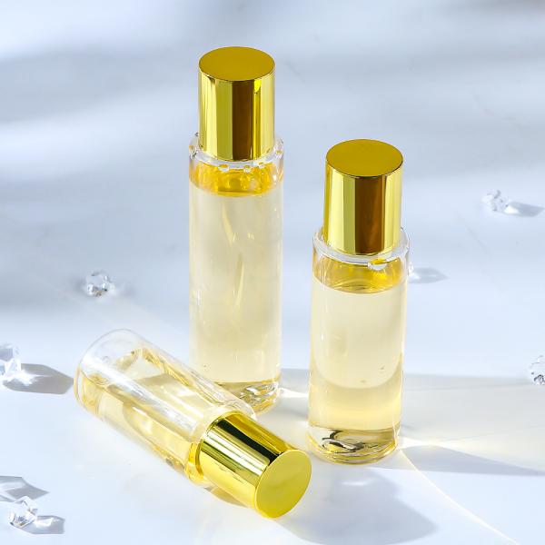 Transparent PET Toner Bottle with Gold Cap for Skincare Brands