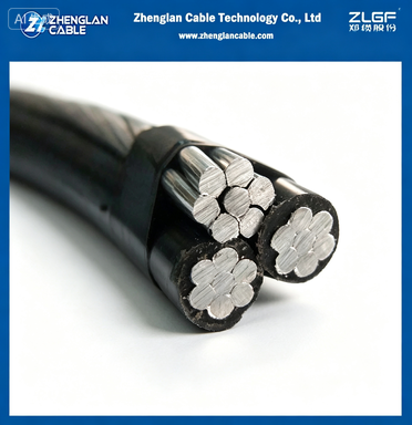Overhead Insulated Cable 0.6/1kV Triplex Aluminum Conductor XLPE Insulated Phase Conductors and Bare AAAC Neutral Wire 2x1/0+1/0AWG