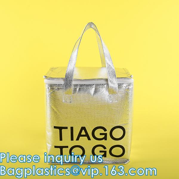 Aluminum Cooler Sealed Insulated Bag, Handle Thermal Lunch Bag, Hot Cold Bag, Transportation, Preservation