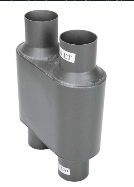 Dual Inlet Dual Outlet Muffler Stainless Chambered Muffler 13inch Length