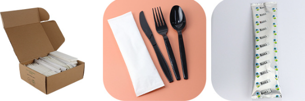 Individually Wrapped 	Disposable Cutlery Plastic Spoon Western Steak Light Meal Set