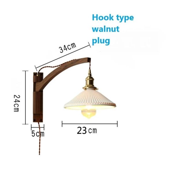 Retro Folding Wall Lamp Retractable Walnut Solid Wood Wall Lamp (WH-VR-159)