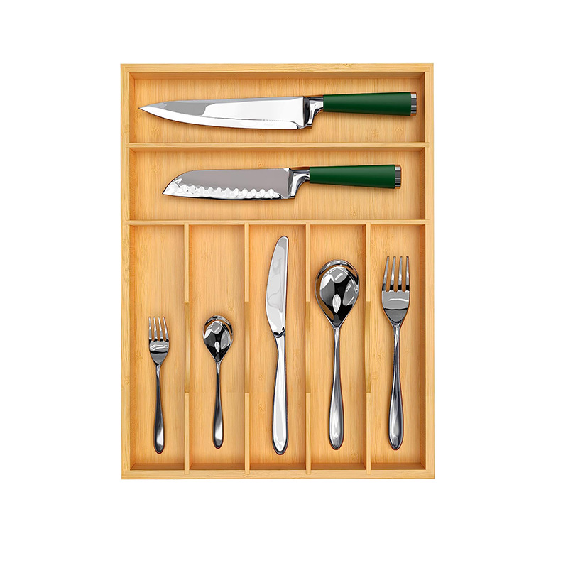 Wholesale Kitchen Knives Tray Bamboo Silverware Drawer Dividers Drawer Organizer Bamboo for Household Tableware