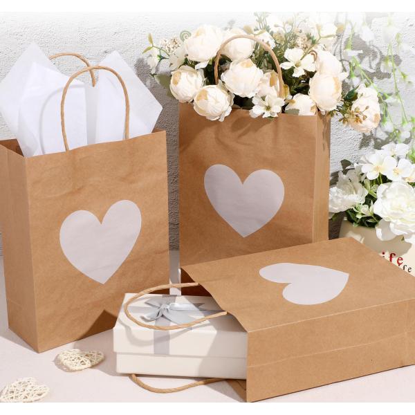 Печать на гравюре Персонализированный Kraft бумажный пакет для Дня святого Валентина розничные подарки