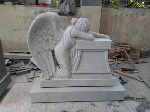 Granite hand carved weep angel statue memorial monuments