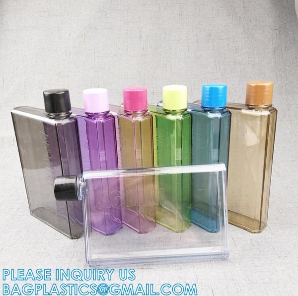 Square Purse Flat Slim Water Bottle, Memobottle, Cups for Outdoor Sports Camping Hiking Cycling Travel