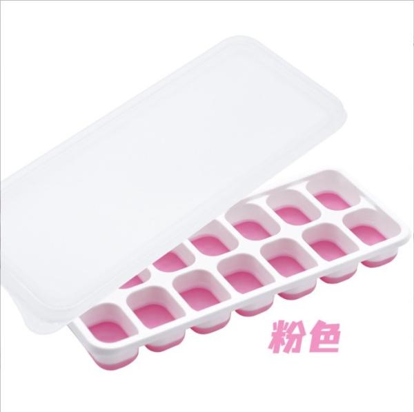 Stocked 14 Cavity Ice Cube Maker Molds with Lids and Bpa Free PP Plastic