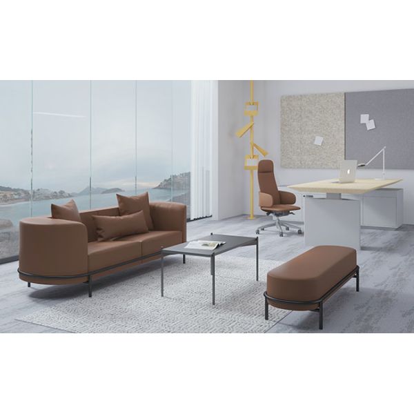 Easy Cleaning Commercial Leather Sofa Stylish Design For Living Room And Bedroom