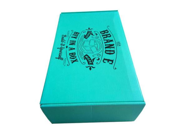 Print Blue Paper Gift Box Ribbon / Foam Insert For Shoes Packaging