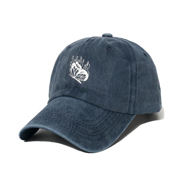 Spring/Summer Versatile Washed And Distressed Baseball Hat With Butterfly Print for female